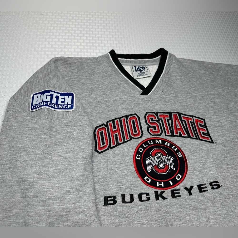 Ohio State Buckeyes Lee SPORT 90s Embroidered Rib Line Sweatshirt Mens M VTG